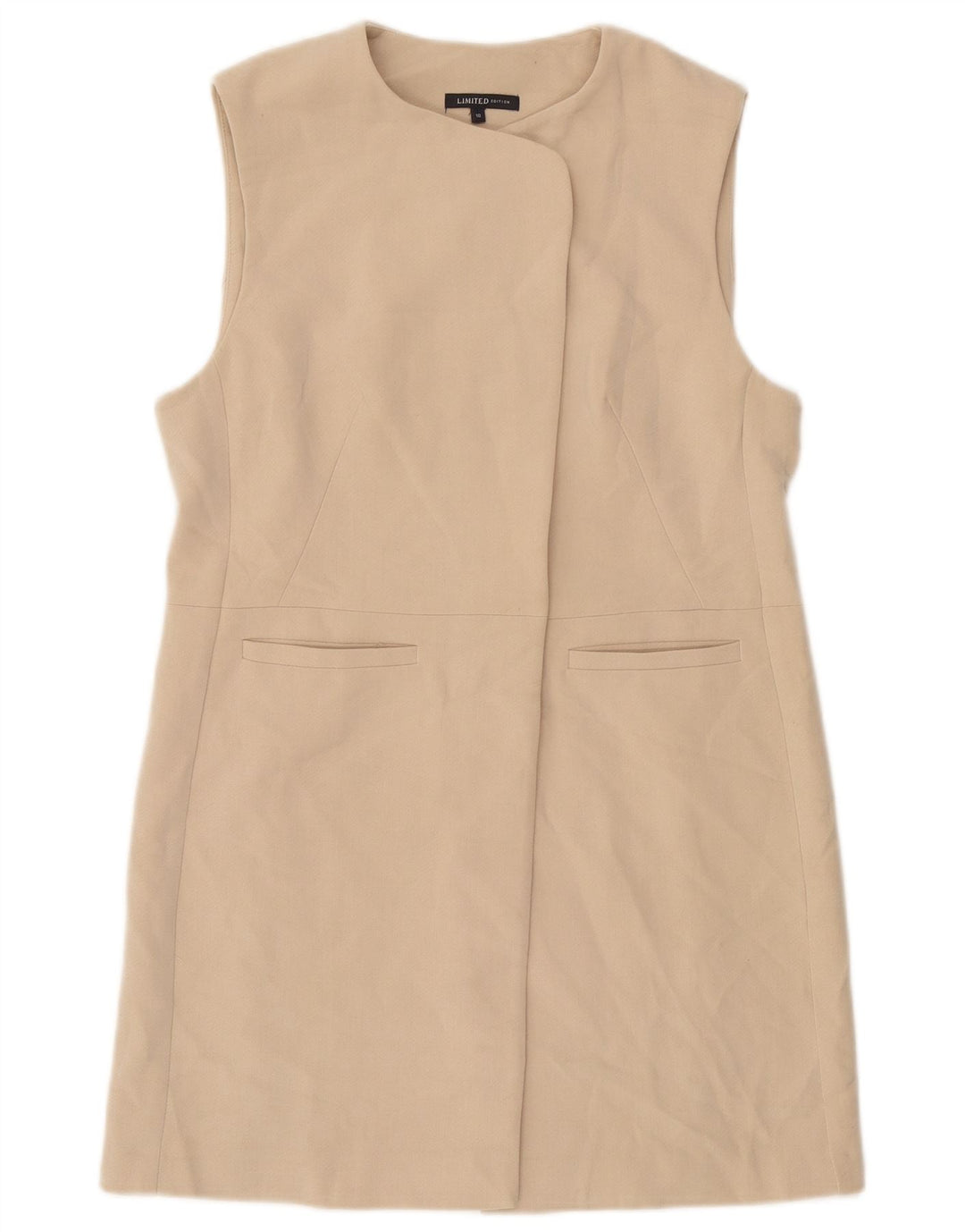 Marks & Spencer Chaqueta tipo blazer larga sin mangas para mujer UK 10 Small Beige