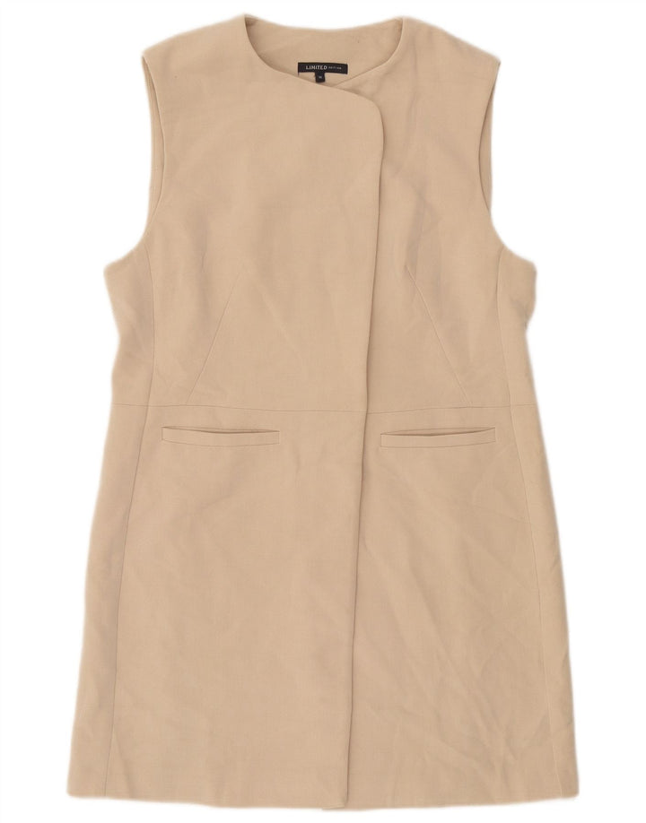 Marks & Spencer Chaqueta tipo blazer larga sin mangas para mujer UK 10 Small Beige