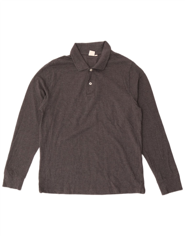 John Lewis Polo de manga larga para hombre de algodón gris medio
