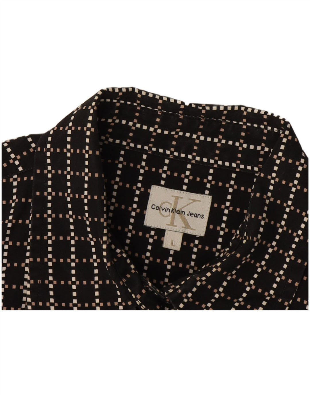 Calvin Klein Jeans Camisa para hombre grande negra geométrica