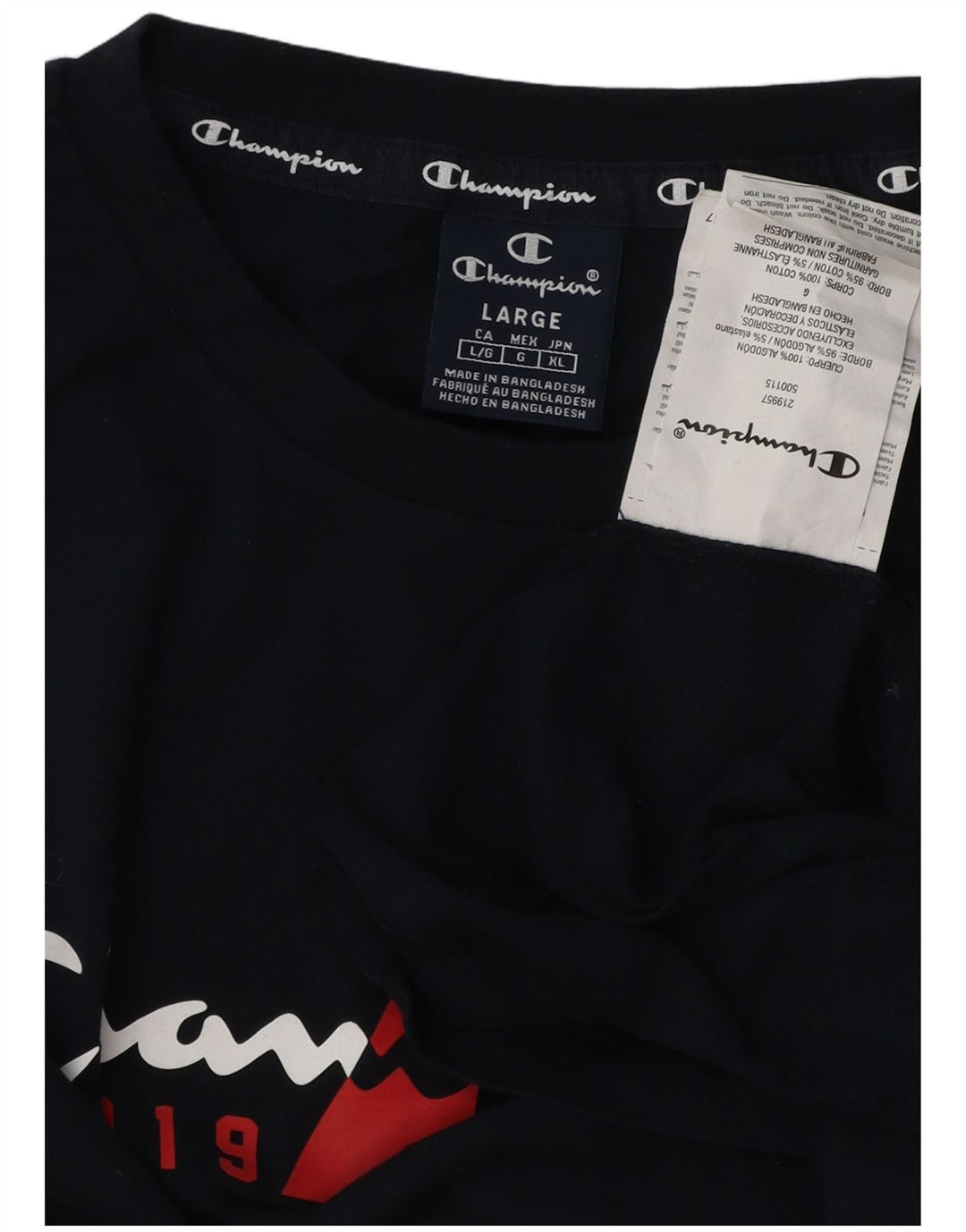 CHAMPION Top gráfico para hombre de manga larga de algodón azul marino grande