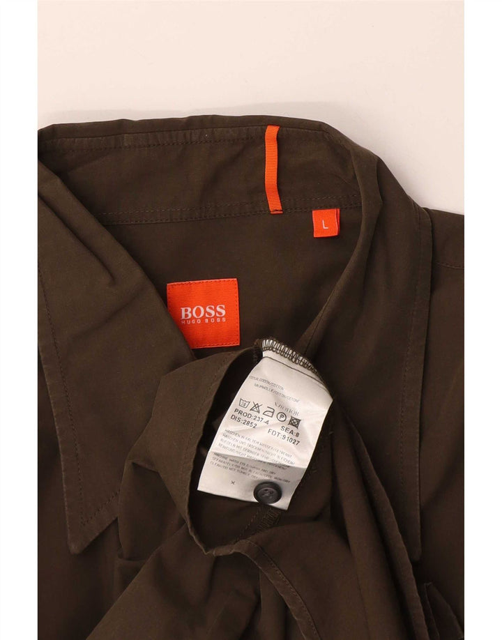 Camisa Hugo Boss Hombre Grande Caqui Algodón