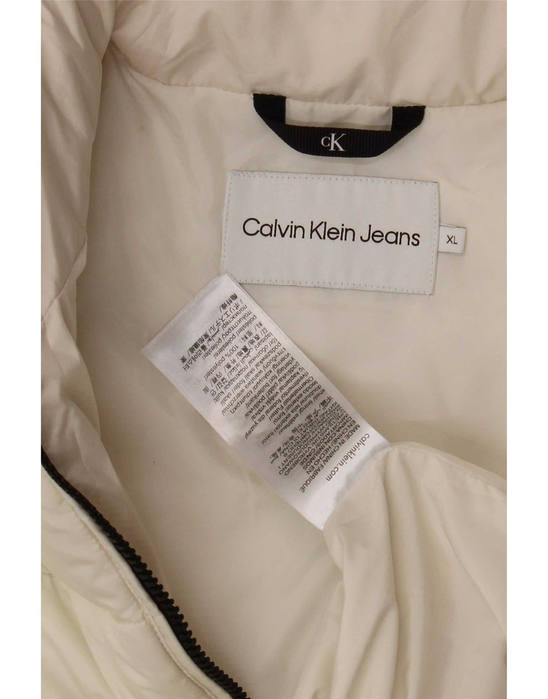 Calvin Klein Jeans Chaqueta acolchada gráfica para mujer UK 18 XL Poliéster blanco
