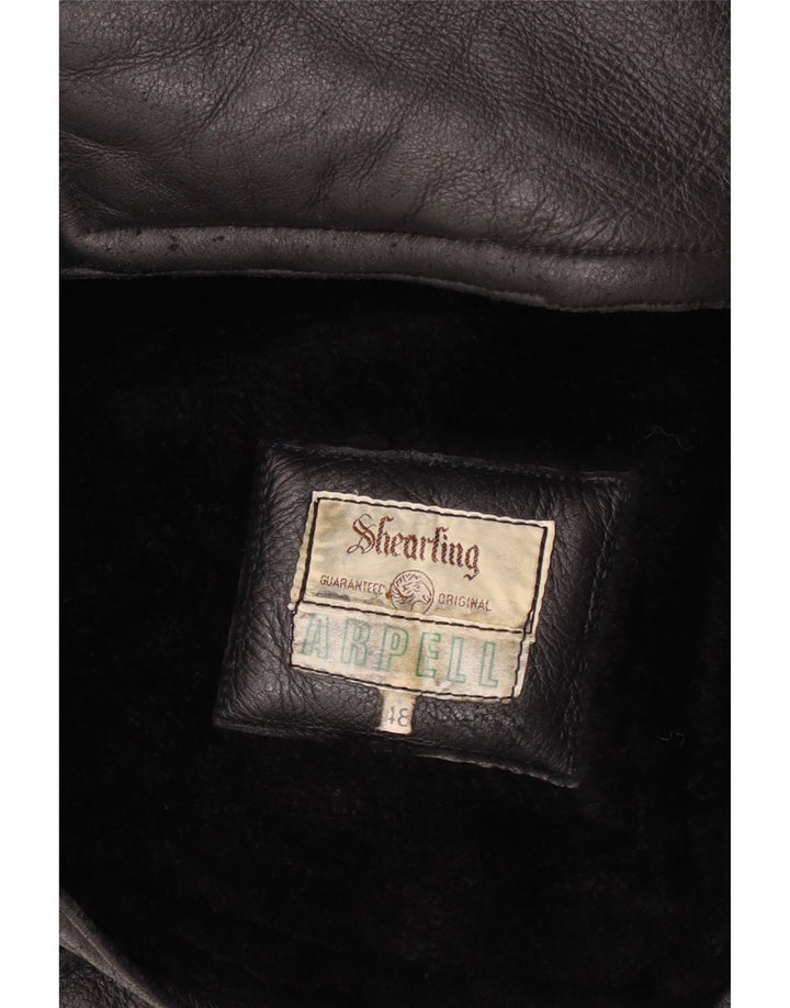 Chaqueta de piel de oveja vintage para hombre IT 48 Medio Negro
