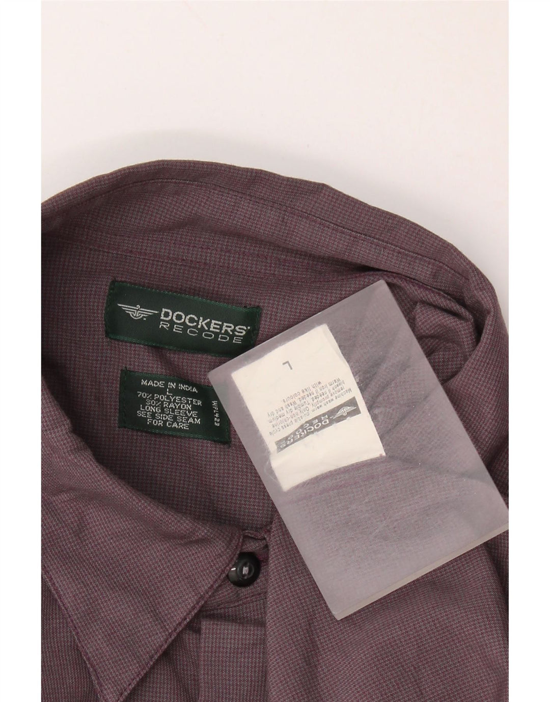 DOCKERS Camisa de franela para hombre Poliéster de pata de gallo violeta grande
