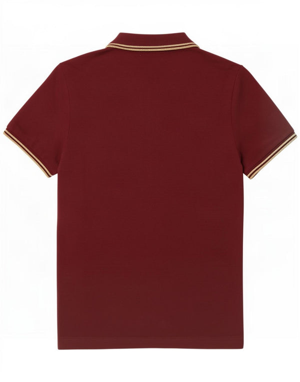 Fred Perry Polo para mujer UK 42 Algodón a rayas burdeos mediano