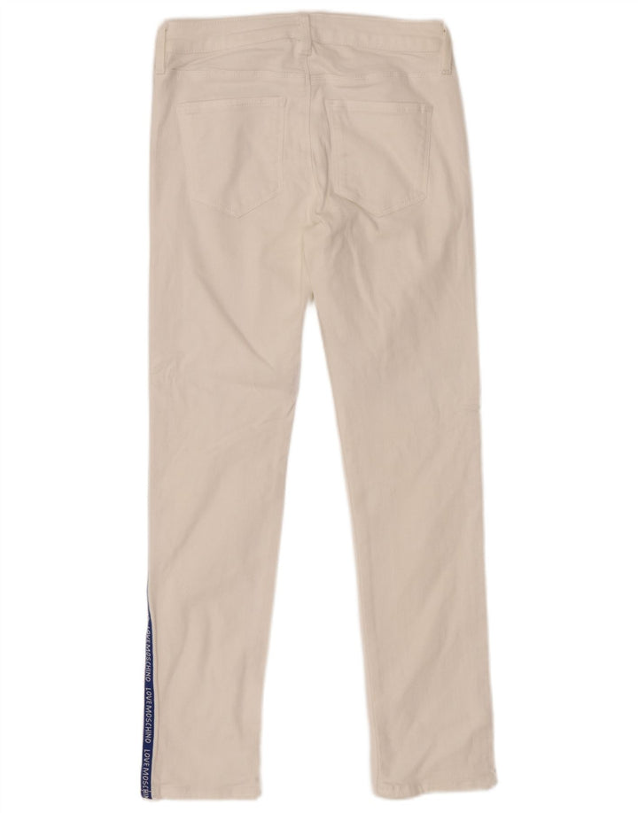 MOSCHINO Vaqueros pitillo con estampado gráfico W26 L26 Blanco