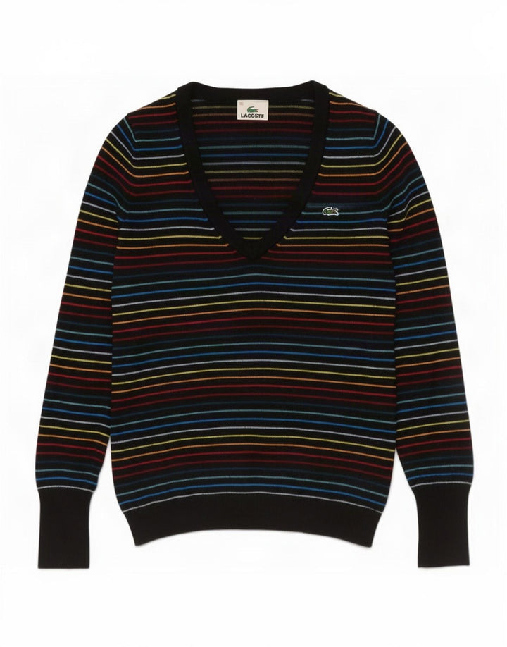 Lacoste Jersey con cuello en V para mujer Talla 38 Mediana Rayas multicolores