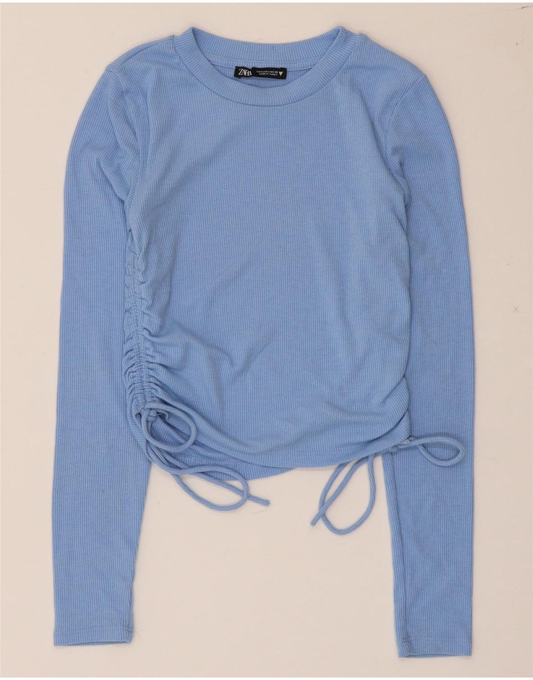 Zara Mujer Crop Top Manga Larga UK 8 Small Azul
