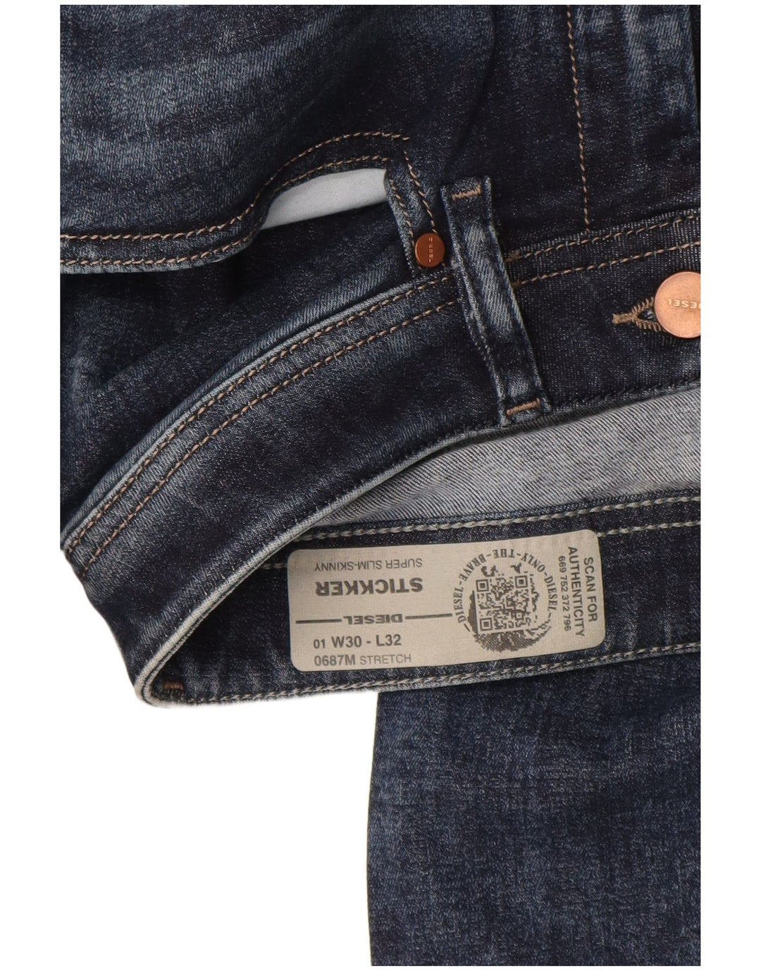 DIESEL Vaqueros Skinny Super Slim Stickker W30 L30 Algodón Azul Marino Mujer