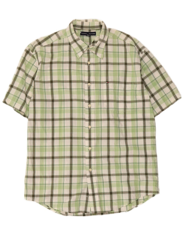 Camisa Tommy Hilfiger Hombre de Manga Corta con Cuadros Verdes Grandes