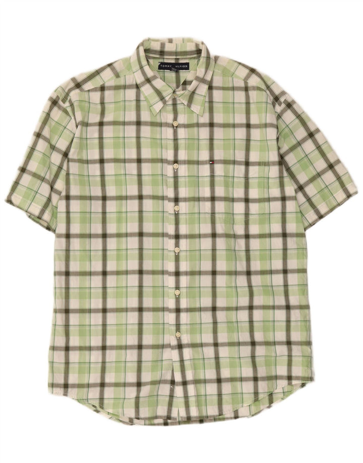 Camisa Tommy Hilfiger Hombre de Manga Corta con Cuadros Verdes Grandes