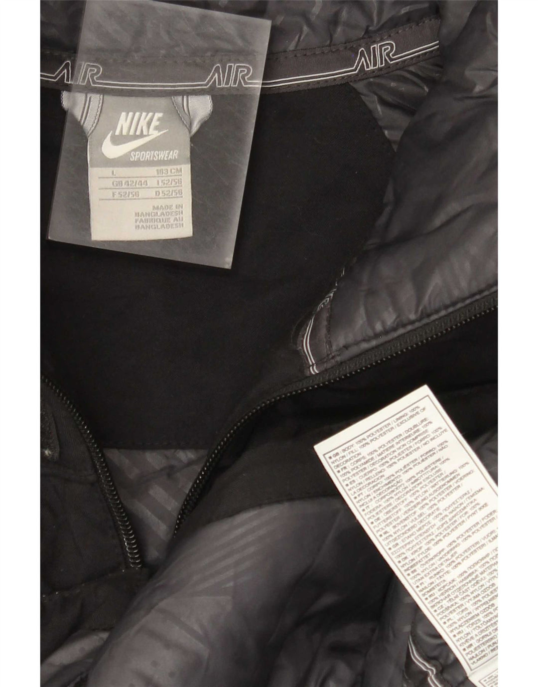 Chaqueta acolchada con capucha y estampado para hombre Nike UK 42/44 Grande Negro Poliéster