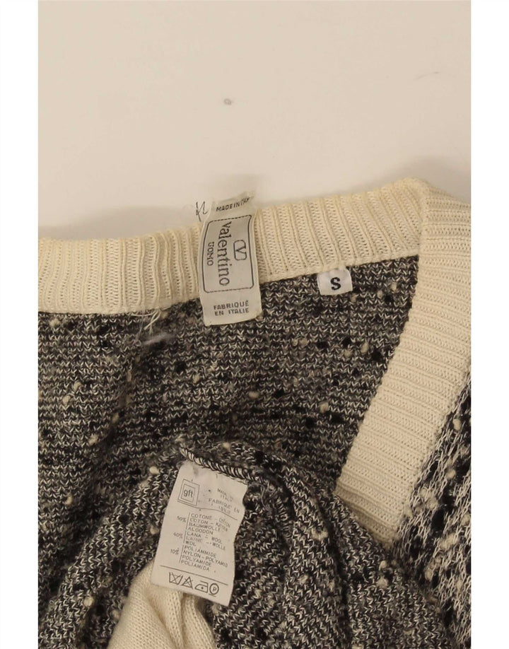 Valentino Hombre Cárdigan Sueter Small Gris Cuadros Algodón