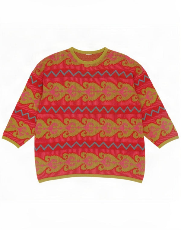 Suéter tipo jersey con cuello barco para mujer Oilily UK 20 2XL Red Paisley