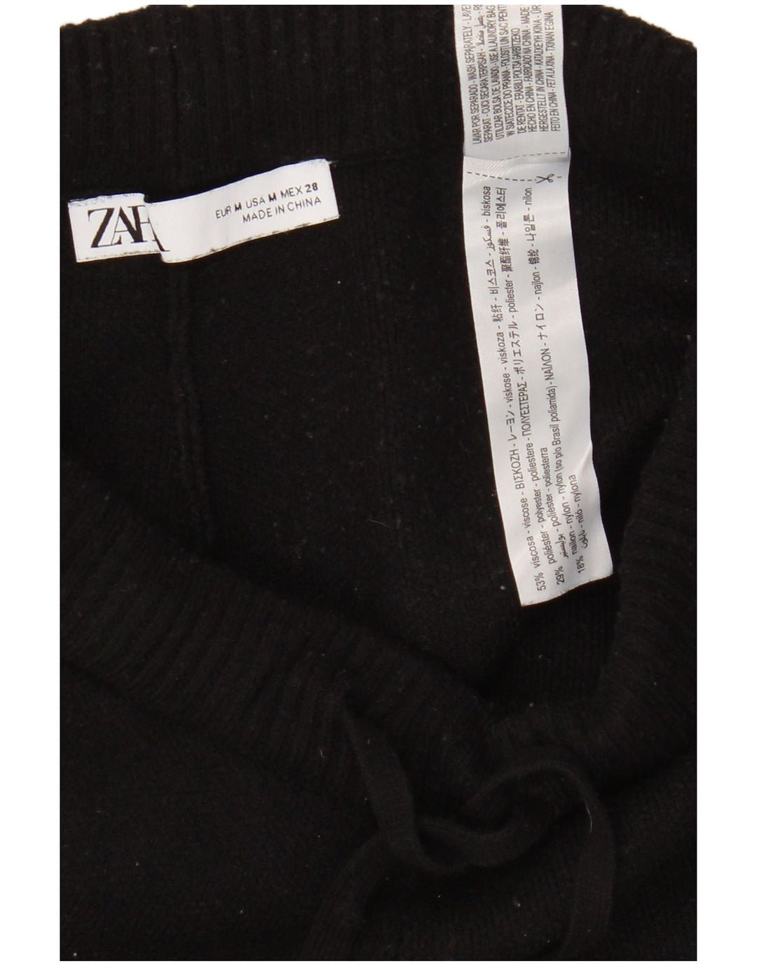 Zara Mujer Pantalones De Chándal Joggers UK 42 Medium Negro Viscosa