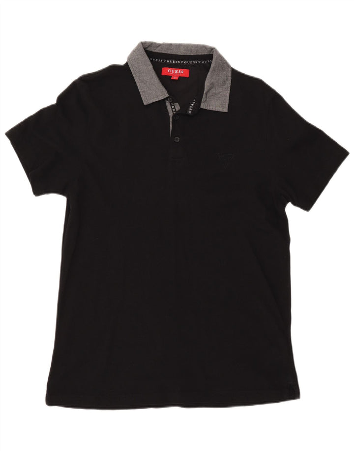 GUESS Polo de rugby para hombre mediano negro