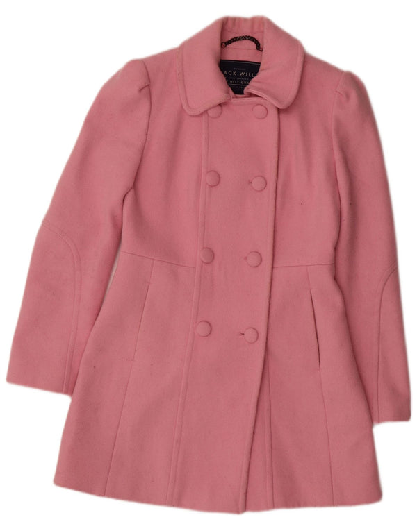 JACK WILLS Abrigo cruzado para mujer UK 8 Small Pink Wool