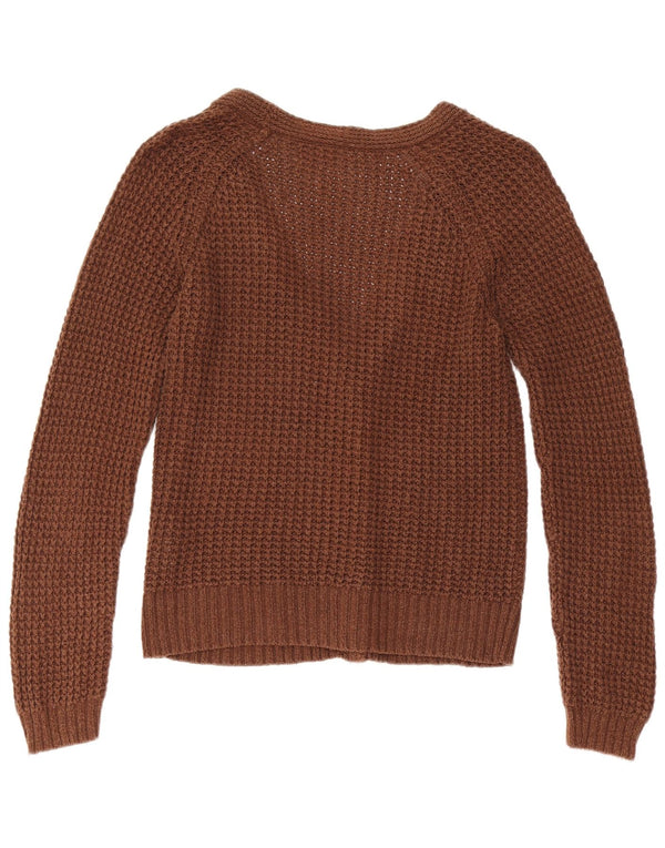Zara Mujer Cárdigan Suéter UK 12 Algodón Marrón Medio