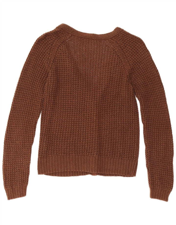 Zara Mujer Cárdigan Suéter UK 12 Algodón Marrón Medio