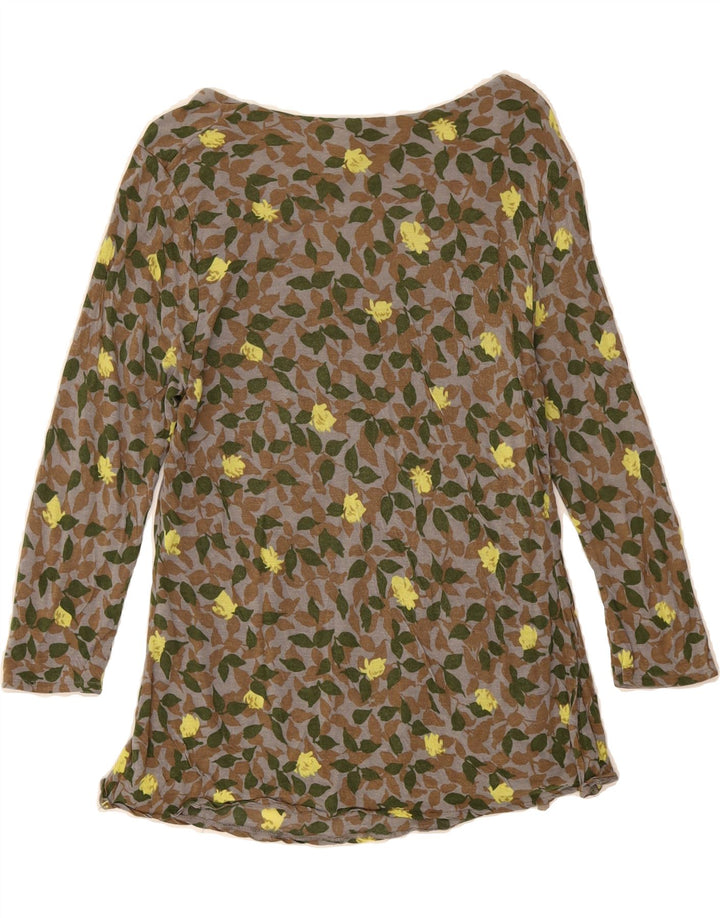 BODEN Womens Long Sleeve Blouse Top UK 14 Medium  Grey Floral Lyocell Vintage Boden and Second-Hand Boden from Messina Hembry 