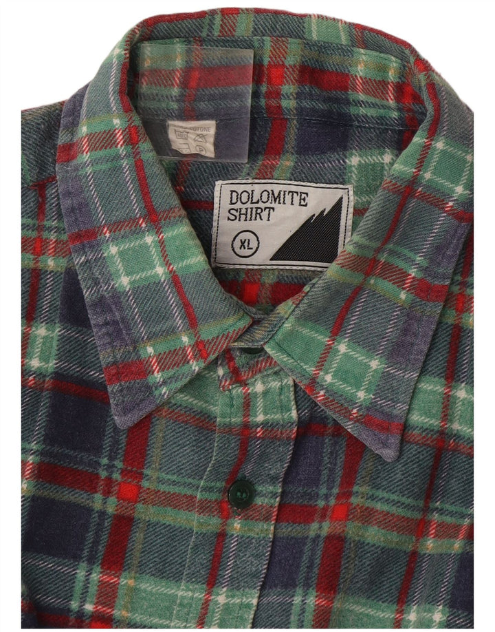 Dolomite Camisa De Franela Hombre XL Algodón A Cuadros Verde
