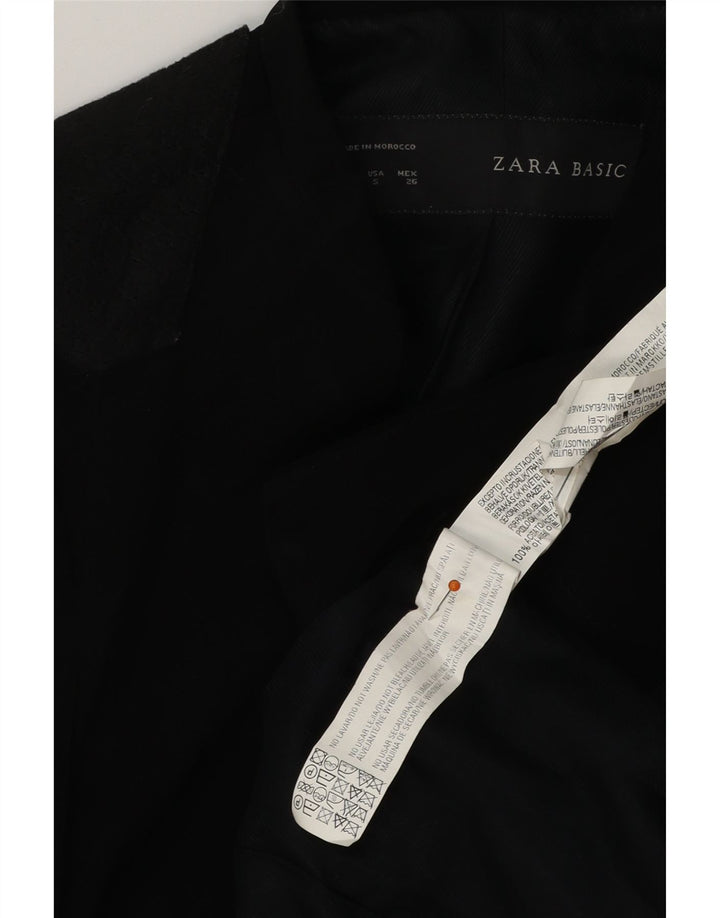 ZARA Chaqueta tipo blazer abierta larga para mujer UK 10 Small Acetato negro