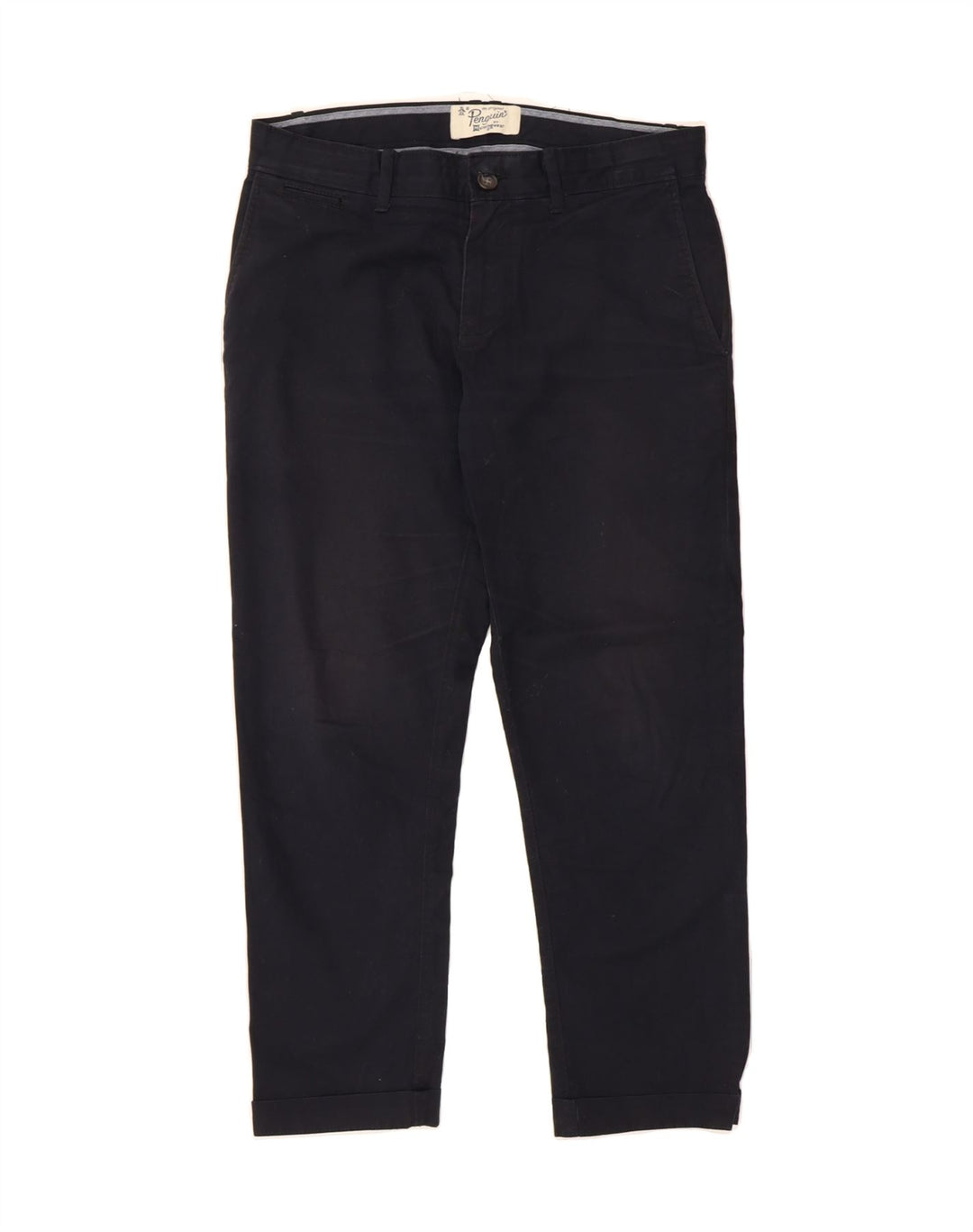 PENGUIN Womens Crop Chino Trousers W30 L25 Navy Blue Vintage Penguin and Second-Hand Penguin from Messina Hembry 