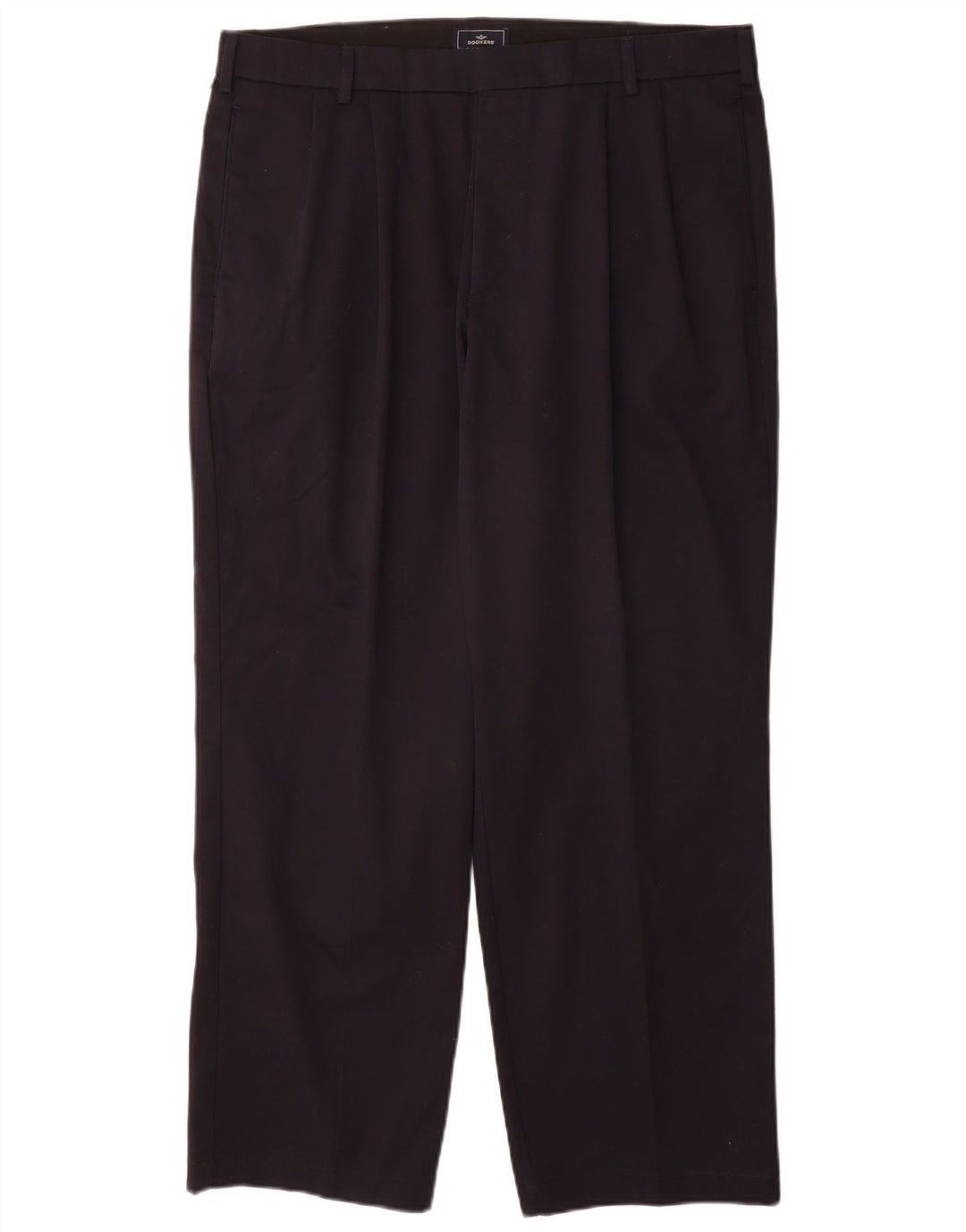 DOCKERS Pantalón chino con pinzas y ajuste relajado para hombre W36 L30 Algodón azul marino