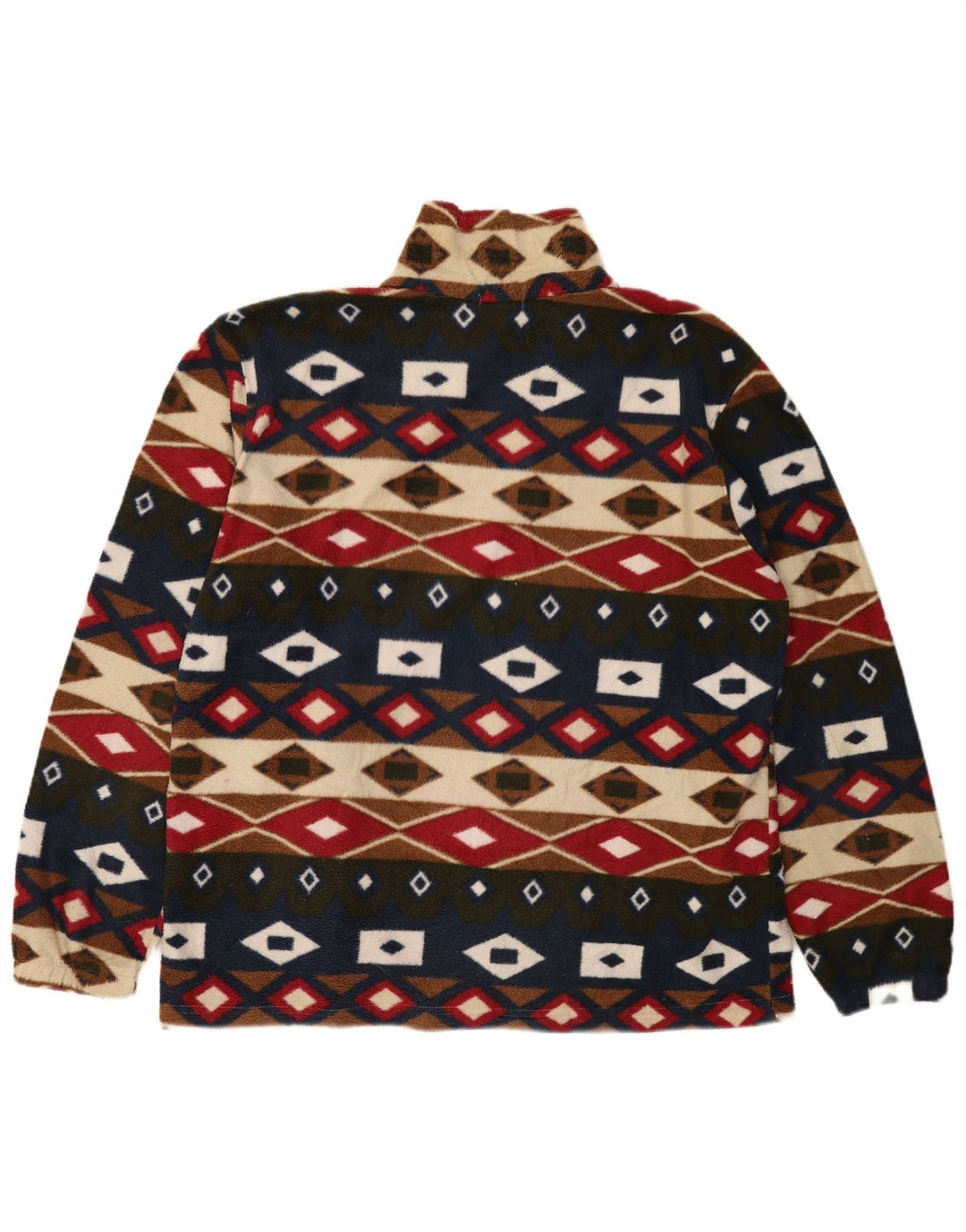 VINTAGE Chaqueta polar de gran tamaño para mujer Reino Unido 16 Geométrico multicolor grande