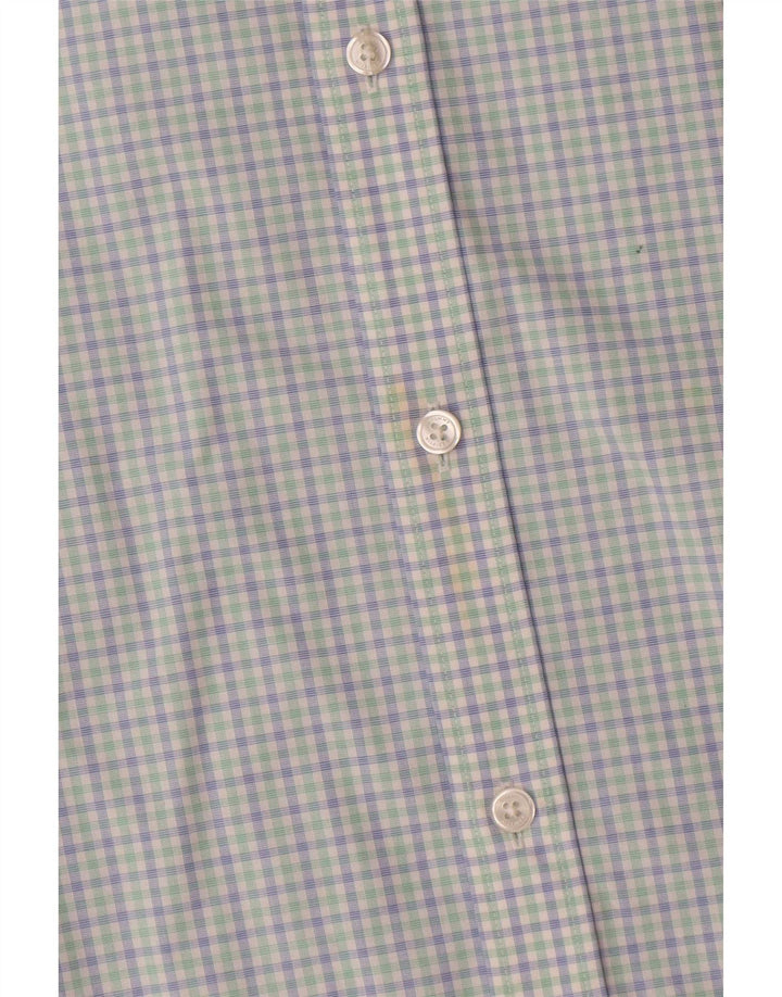 Tommy Hilfiger Camisa de ajuste atlético para hombre Talla 15 Algodón a cuadros azul mediano