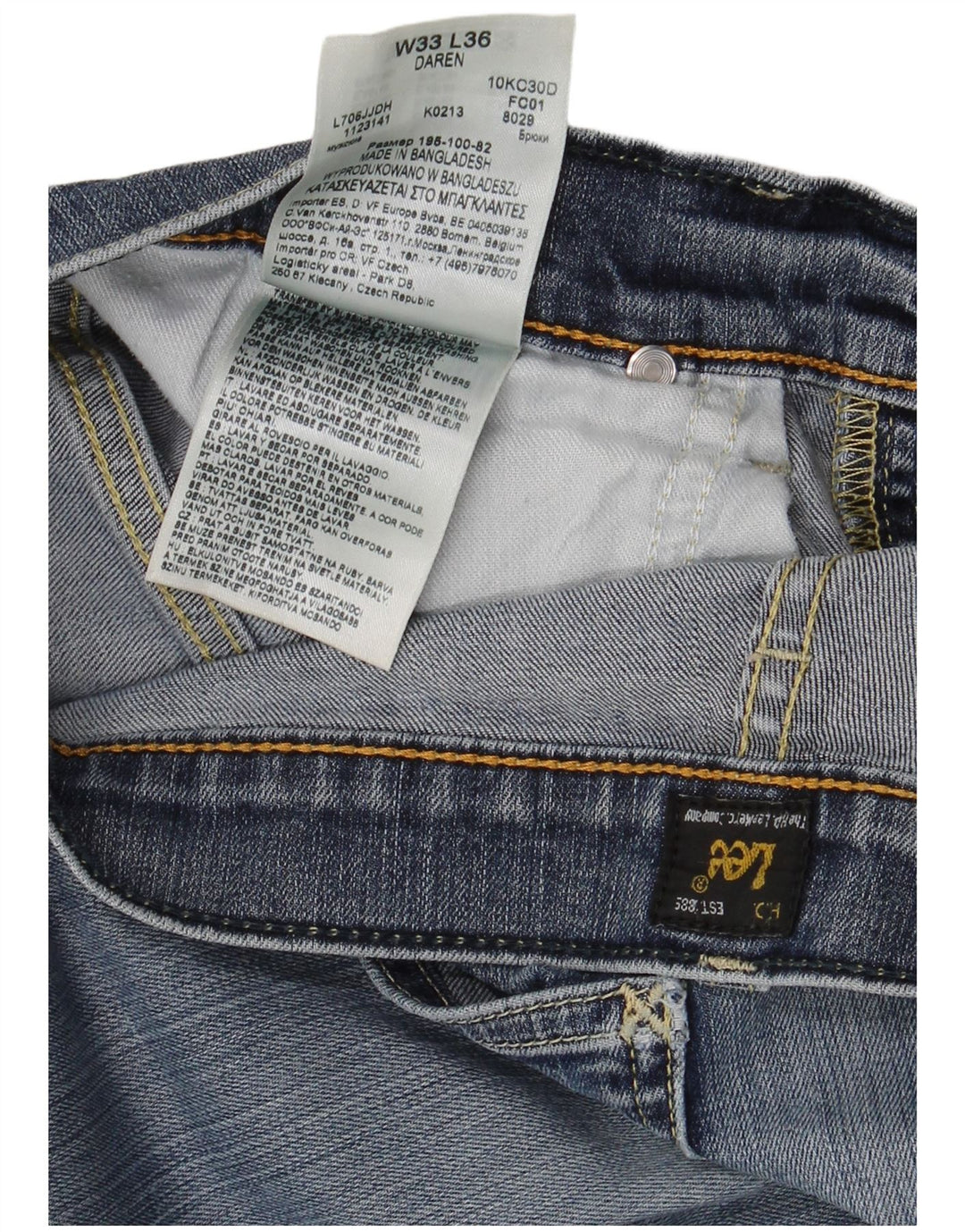 LEE Hombre Daren Slim Jeans W33 L33 Algodón Azul