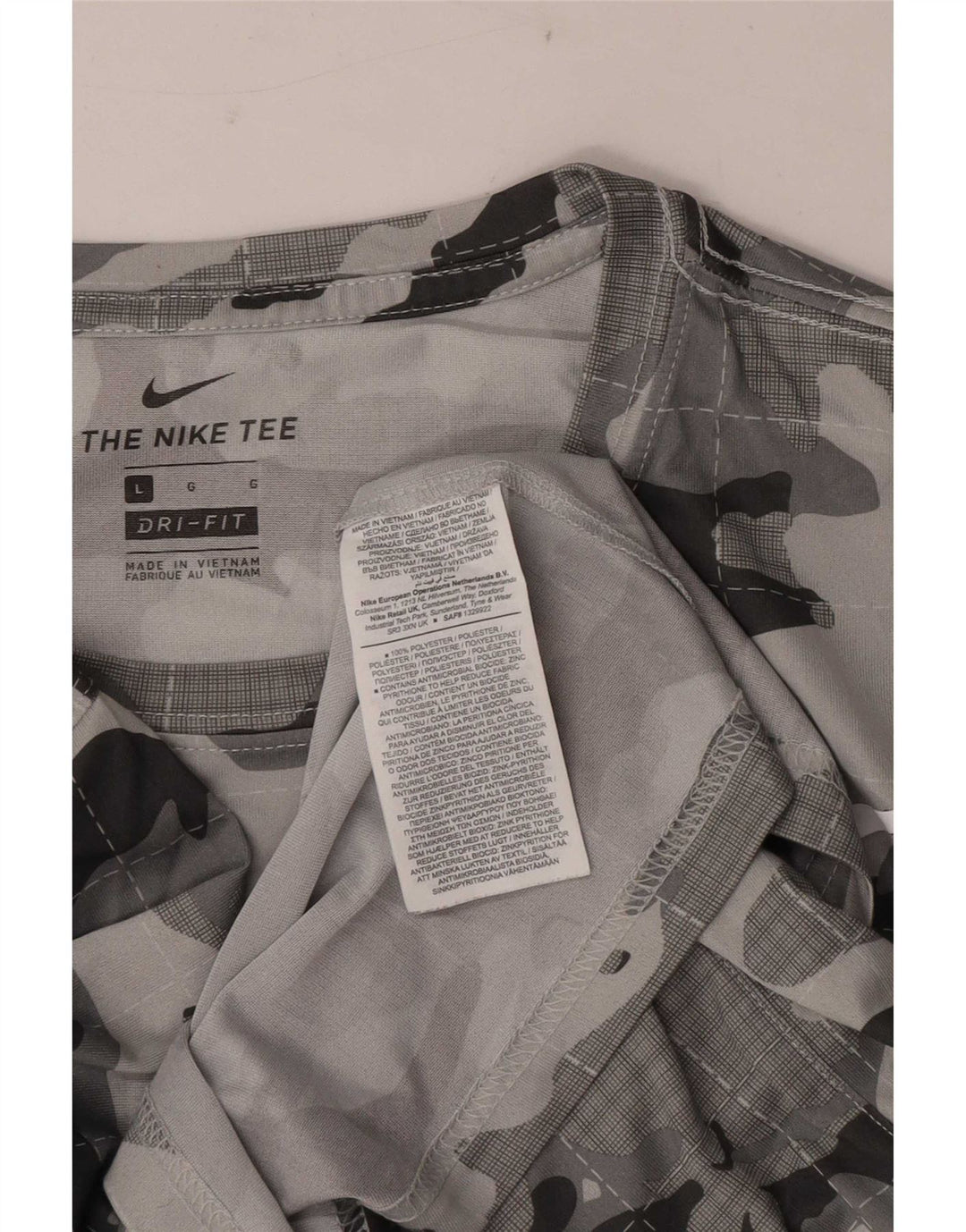 Camiseta Nike Dri Fit para hombre Top grande gris camuflaje poliéster