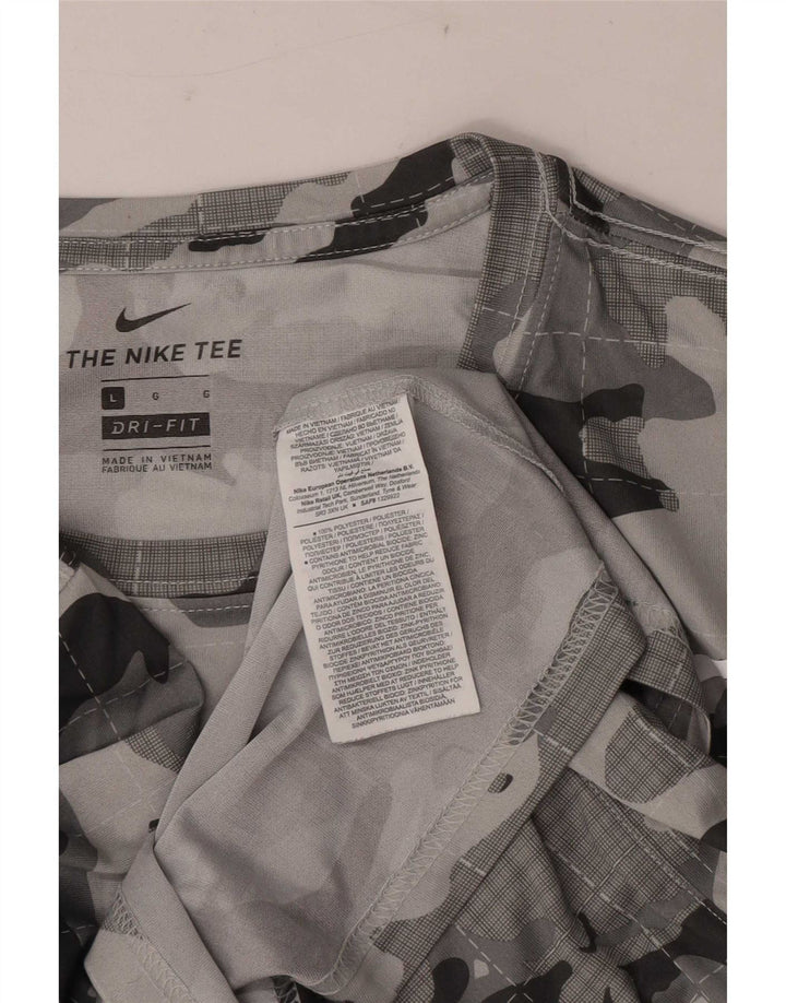 Camiseta Nike Dri Fit para hombre Top grande gris camuflaje poliéster