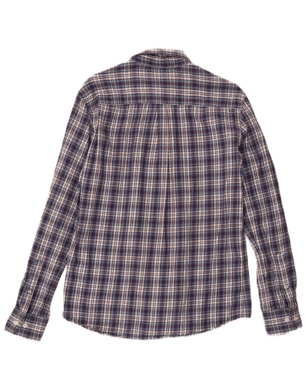 Crew Clothing Camisa de franela para hombre Algodón a cuadros azul marino mediano
