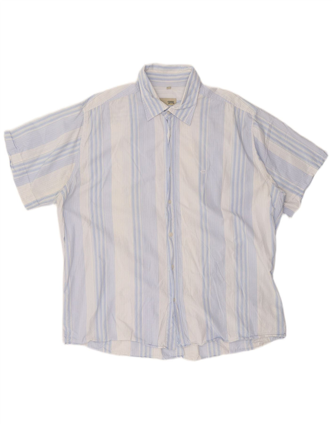 CAMEL ACTIVE Camisa ajustada de manga corta para hombre 2XL Azul a rayas