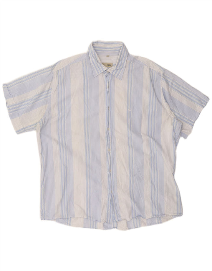 CAMEL ACTIVE Camisa ajustada de manga corta para hombre 2XL Azul a rayas