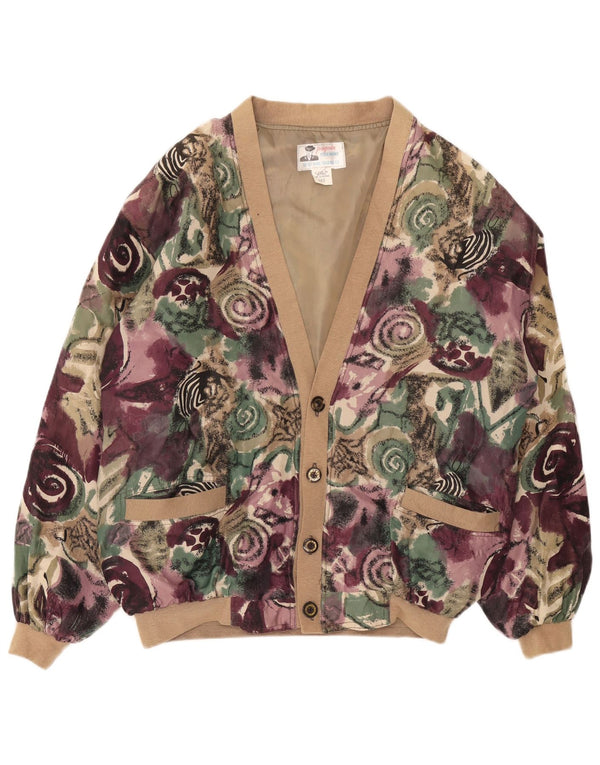 Vintage hombres bomber chaqueta Reino Unido 44 2XL púrpura floral seda