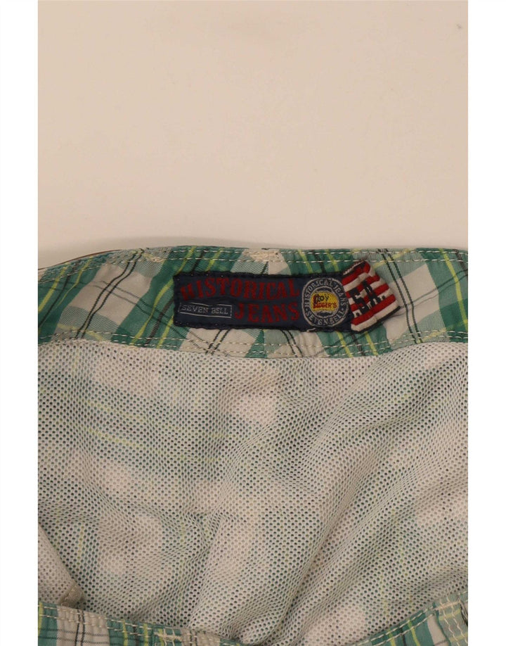 Roy Rogers Bañador para Hombre, Shorts de poliéster a Cuadros Verdes Grandes