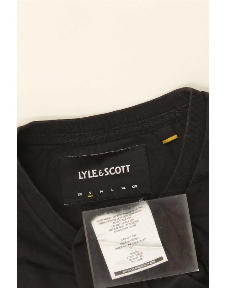 Lyle & Scott Camiseta de manga larga para hombre de algodón negro pequeño