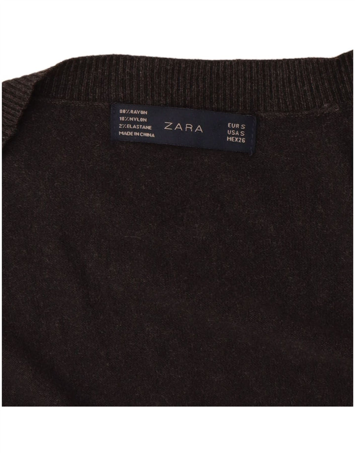 ZARA Cárdigan largo para mujer, talla 40, talla pequeña, rayón gris