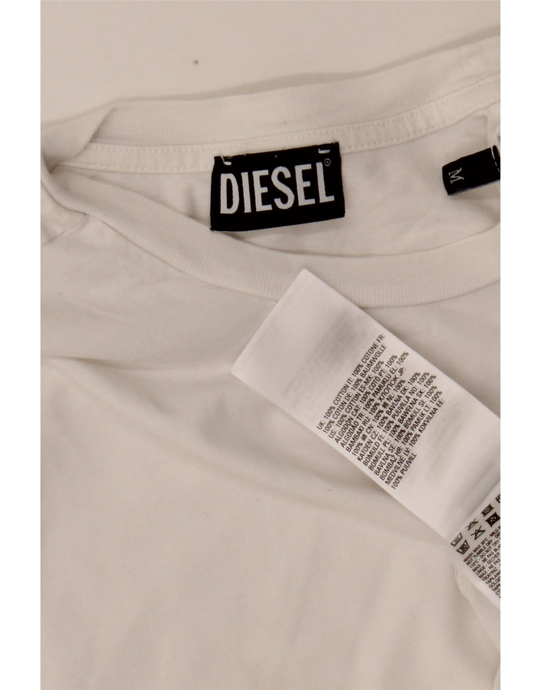 DIESEL Mens Graphic T-Shirt Top Medium White Cotton