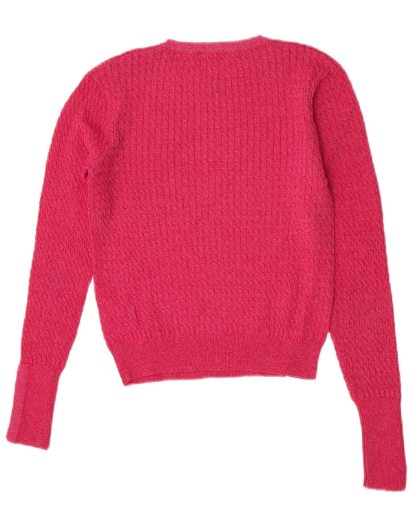 Zara Mujer Crop Boat Neck Jumper Sweater UK 42 Viscosa Rosa Mediana