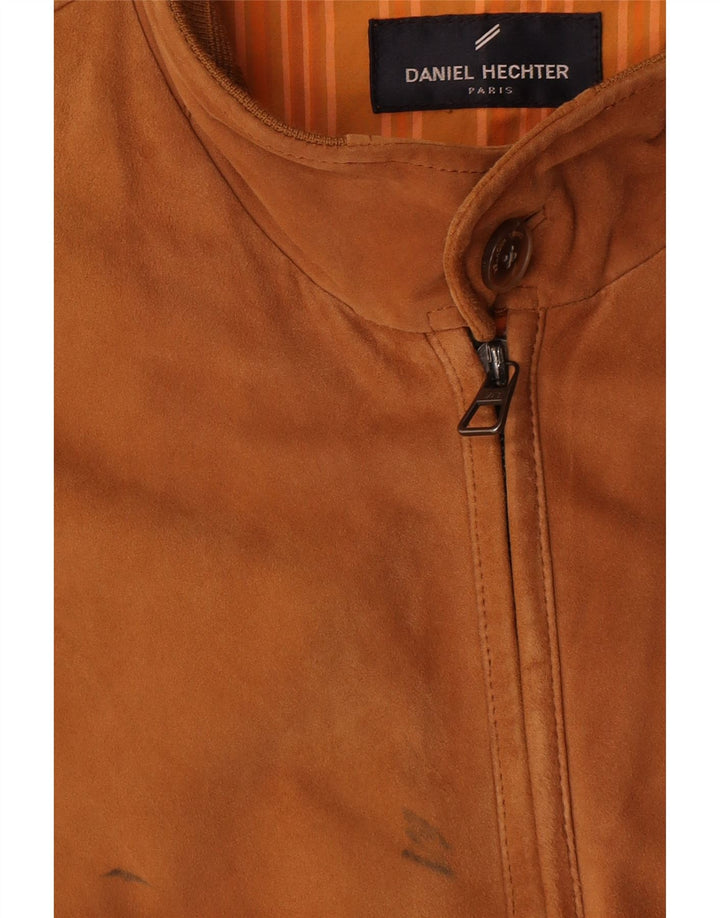 Daniel Hechter Chaqueta bomber de ante para hombre Reino Unido 40 Grande Cuero marrón