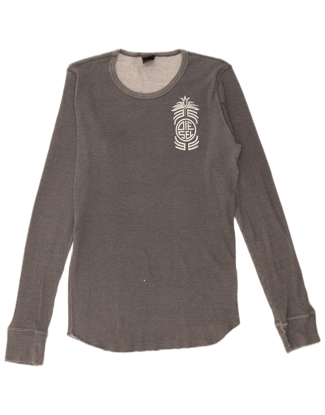 Diesel Top gráfico para mujer de manga larga UK 42 Algodón gris medio