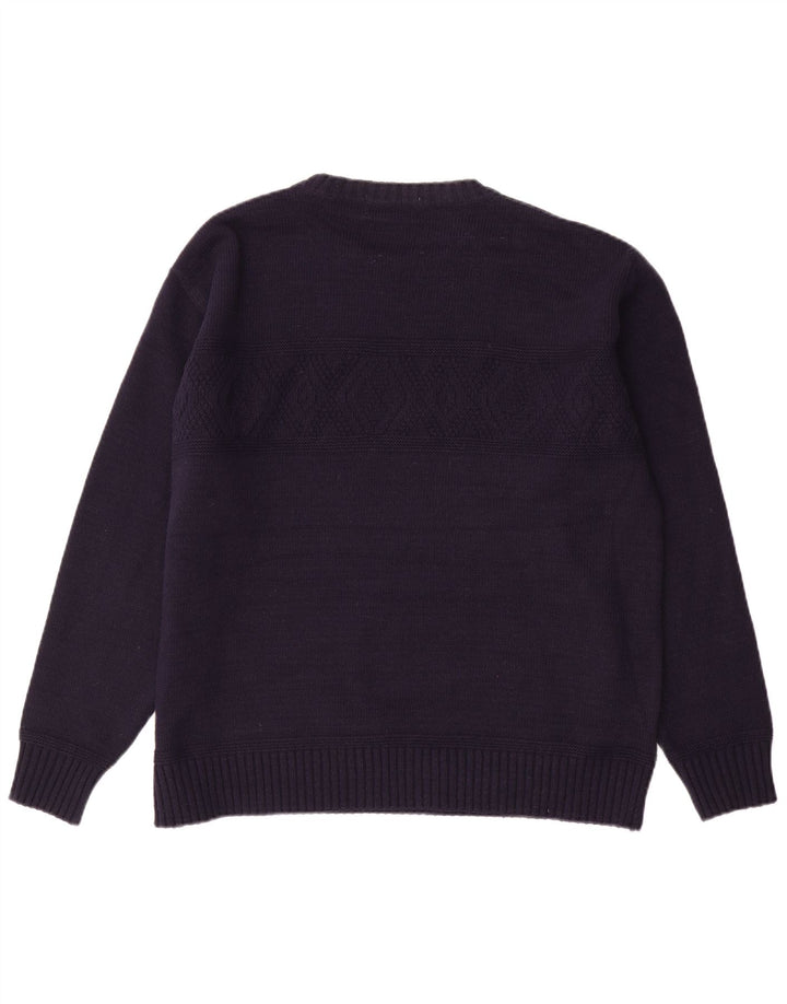 Marks & Spencer Jersey con cuello barco para hombre, talla grande, acrílico azul marino