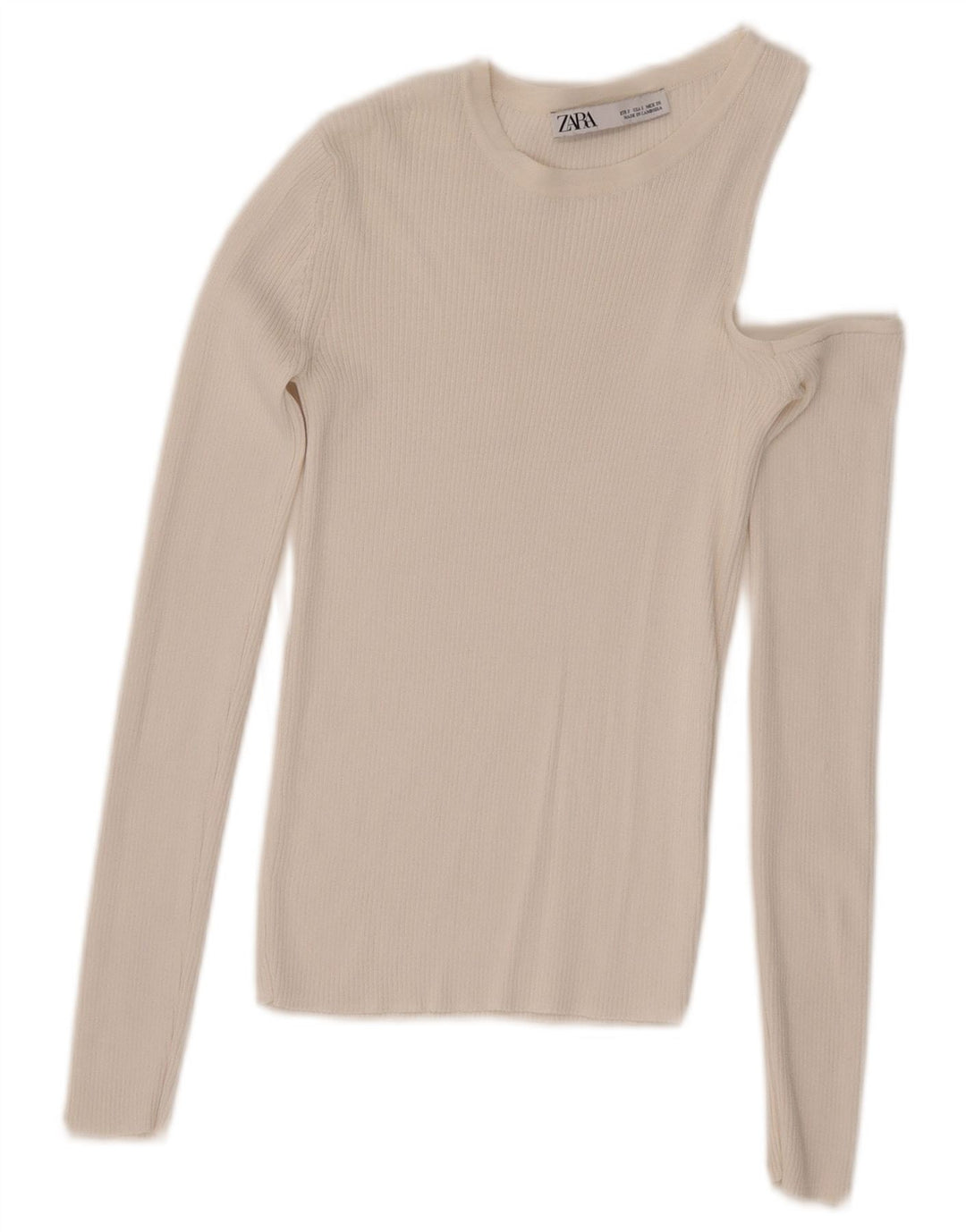 Zara Top de manga larga con un hombro para mujer UK 8 Small White