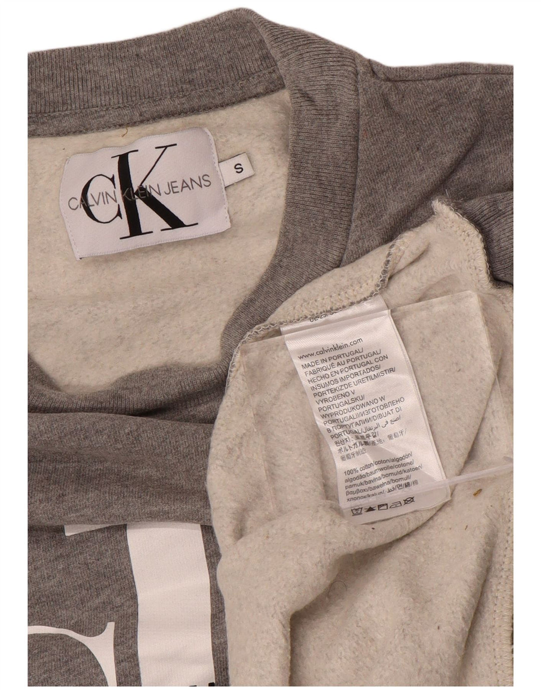 CALVIN KLEIN JEANS Sudadera estampada para hombre Jumper Small Gris Algodón