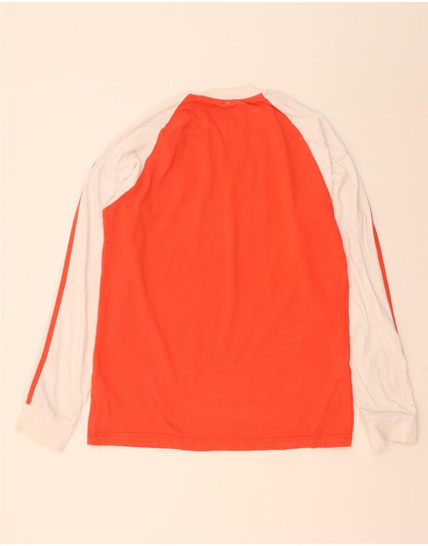 Adidas - Camiseta de manga larga para hombre, color naranja medio, algodón color block