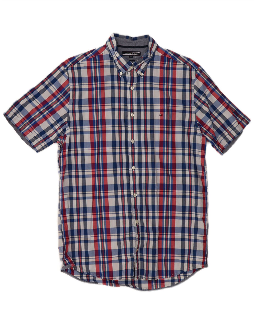 TOMMY HILFIGER Camisa de manga corta New York Fit para hombre Medium Blue Check
